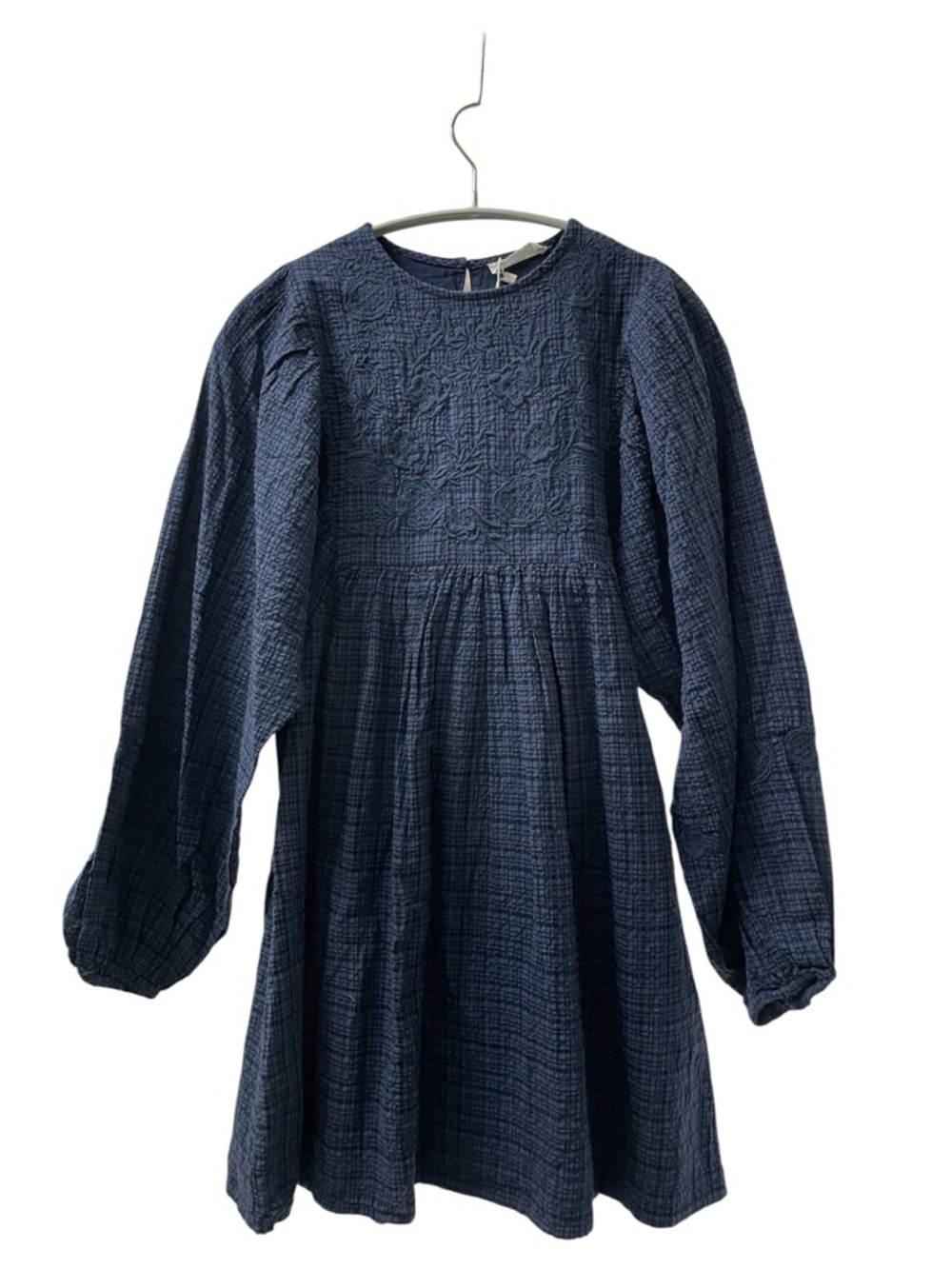 NWT Mango Blue Check Embroidered Detail Dress